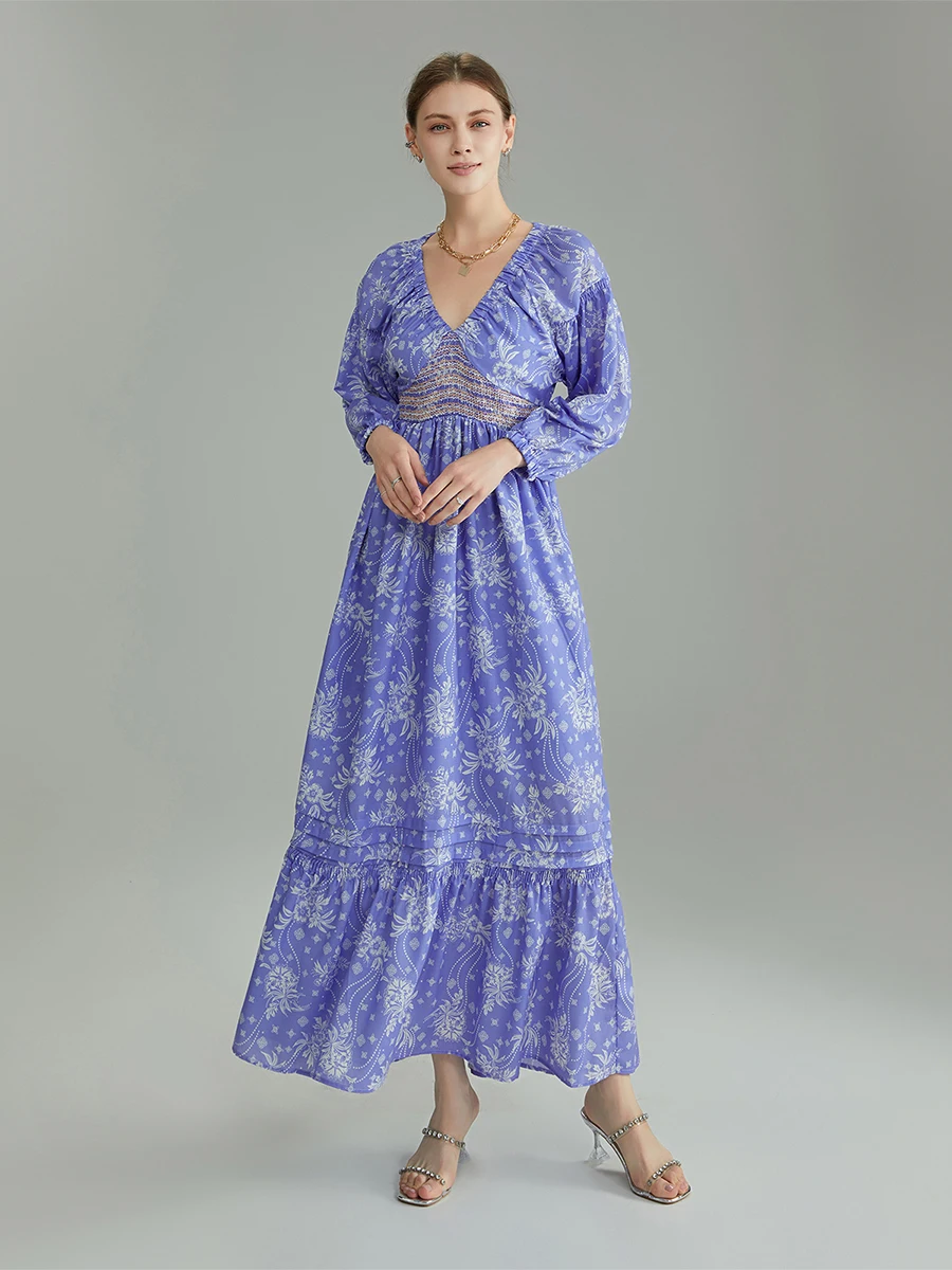 Women Floral Flowy Long Dress - Image 3
