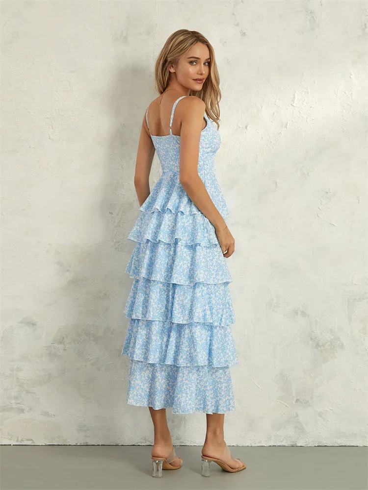 Women Floral Layered Ruffle Dress - Image 5