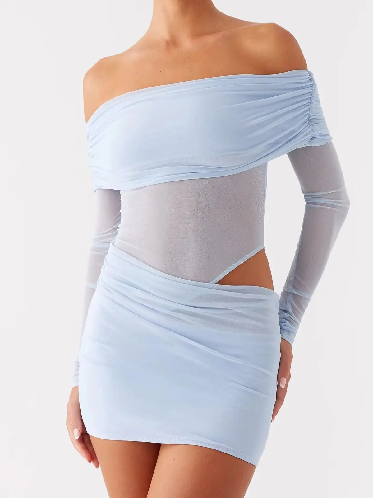 Women Mesh Off Shoulder Mini dress