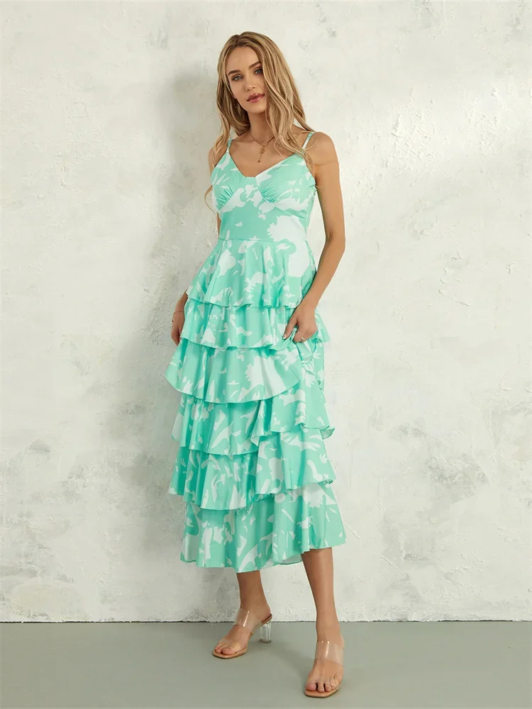 Women Floral Layered Ruffle Dress - Image 6
