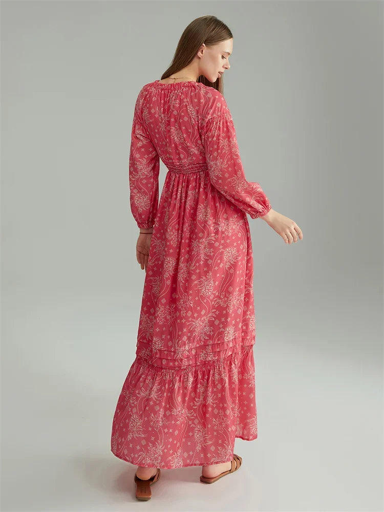 Women Floral Flowy Long Dress - Image 2